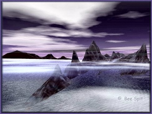 Purple Mountains a 3D painting by Janet Boyd aka Bee Spit